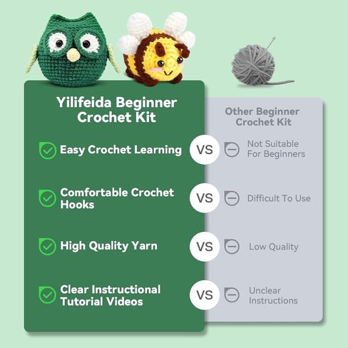 YILIFEIDA Crochet Kit for Beginners - All-Inclusive Starter Set with Yarn, Crochet Hooks, Step-by-Step Guide, Stitch Markers, and Accessories - Ideal for Adults, Teens - 4 Penguins in Saudi Arabia