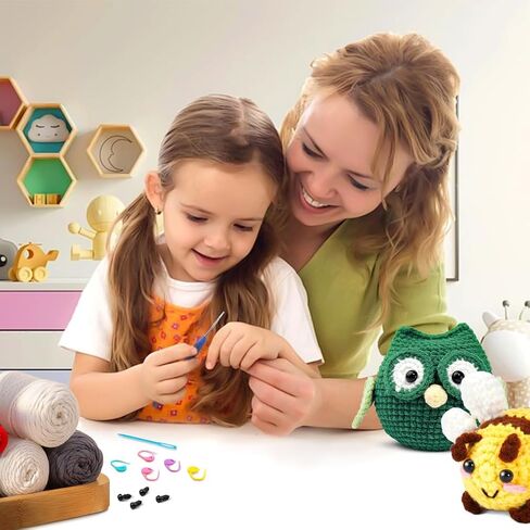 YILIFEIDA Crochet Kit for Beginners - All-Inclusive Starter Set with Yarn, Crochet Hooks, Step-by-Step Guide, Stitch Markers, and Accessories - Ideal for Adults, Teens - 4 Penguins in Saudi Arabia
