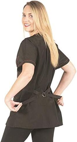 Ladybird Line 825 Frasnerable Red Zipper Grooming Smock ، تفاصيل لهجة الأنابيب الأمامية. الماء والشعر والمقاوم للملكية والظهر الصلبة وحزام التعادل الخلفي - مثالي لمصديمي الأليفة ومصممي الشعر - XL in Kuwait