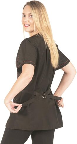 Ladybird Line 825 Frasnerable Red Zipper Grooming Smock ، تفاصيل لهجة الأنابيب الأمامية. الماء والشعر والمقاوم للملكية والظهر الصلبة وحزام التعادل الخلفي - مثالي لمصديمي الأليفة ومصممي الشعر - XL in Kuwait