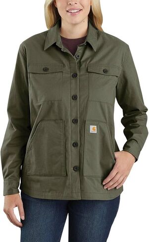 Carhartt Women's Relaxed Fit Twill Lined Overshirt, Basil, Extra Small in Saudi Arabia