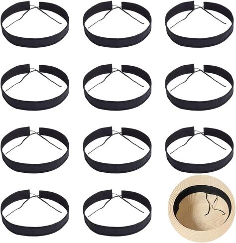 nbeads 24 pcs شريط حجم قبعة ، حجم قبعة مخفضة القبعة قابلة للتعديل العصابات القبعة sizer إدراج لقبعات أغطية الخياطة الحرف ، الأسود ، 24 × 1.2 بوصة in Kuwait