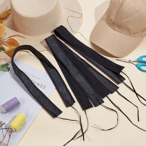 nbeads 24 pcs شريط حجم قبعة ، حجم قبعة مخفضة القبعة قابلة للتعديل العصابات القبعة sizer إدراج لقبعات أغطية الخياطة الحرف ، الأسود ، 24 × 1.2 بوصة in Kuwait