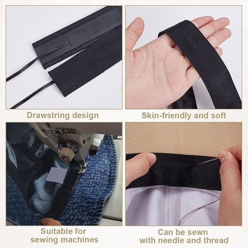nbeads 24 pcs شريط حجم قبعة ، حجم قبعة مخفضة القبعة قابلة للتعديل العصابات القبعة sizer إدراج لقبعات أغطية الخياطة الحرف ، الأسود ، 24 × 1.2 بوصة in Kuwait