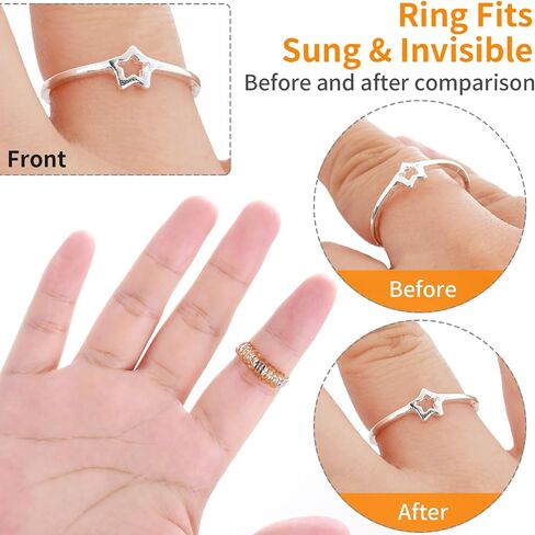 12Pcs Plastic Ring Sizers for Loose Rings, Invisible Coil Wrap Rings Resizer, Ring Guards Clip Size Adjuster, Jewelry Fitter Resizer for Women Men(Golden) in Saudi Arabia