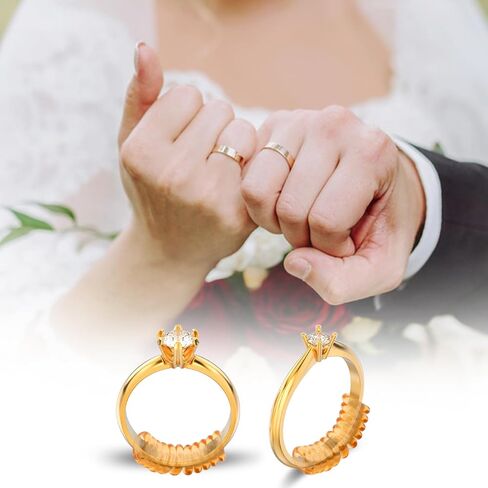 12Pcs Plastic Ring Sizers for Loose Rings, Invisible Coil Wrap Rings Resizer, Ring Guards Clip Size Adjuster, Jewelry Fitter Resizer for Women Men(Golden) in Saudi Arabia