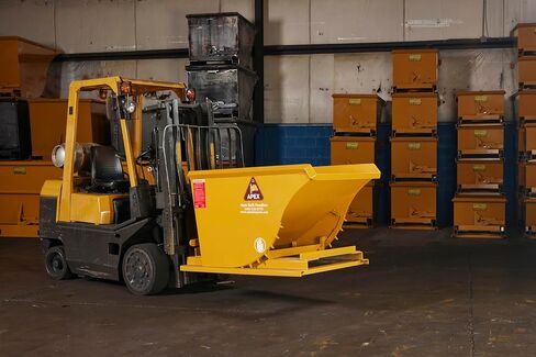 Apex HD100 Forklift Hopper Hopper ذاتية الإلقاء ، ساحة مكعبة ، سعة 6000 رطل ، فولاذ متين ، مصنوع في الولايات المتحدة الأمريكية (ساحة مكعبة واحدة) in Kuwait