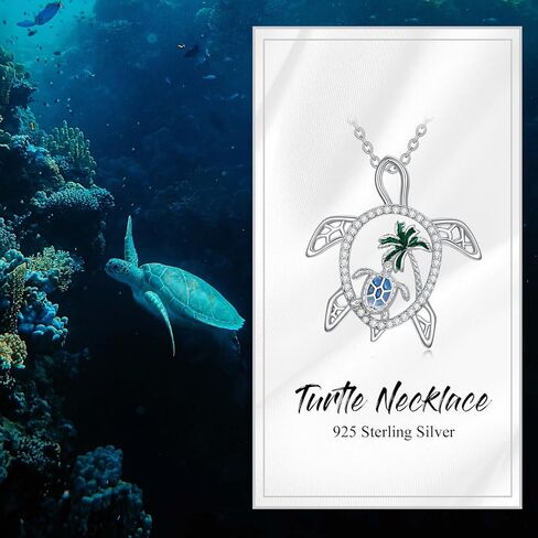 SELKAT الفضة الاسترليني قلادة السلاحف البحرية موجة والأزرق أوبال السلاحف قلادة السلحفاة القلب القلائد المحيط شاطئ الحيوان مجوهرات هدايا للنساء السيدات أمي السلاحف عاشق الفتيات في سن المراهقة in Kuwait