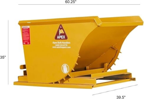 Apex HD100 Forklift Hopper Hopper ذاتية الإلقاء ، ساحة مكعبة ، سعة 6000 رطل ، فولاذ متين ، مصنوع في الولايات المتحدة الأمريكية (ساحة مكعبة واحدة) in Kuwait