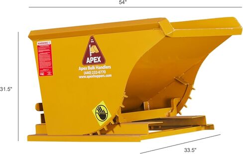 Apex HD100 Forklift Hopper Hopper ذاتية الإلقاء ، ساحة مكعبة ، سعة 6000 رطل ، فولاذ متين ، مصنوع في الولايات المتحدة الأمريكية (ساحة مكعبة واحدة) in Kuwait