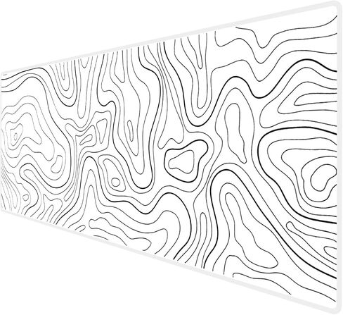 Large Gaming Mouse Pad Extended XXL Mouse Mat Long Desk Pad with Stitched Edges for Keyboard Home Office Gaming Work Big Desk Pad (35.4x15.7x0.12IN, 90x40),White Topographic in Kuwait