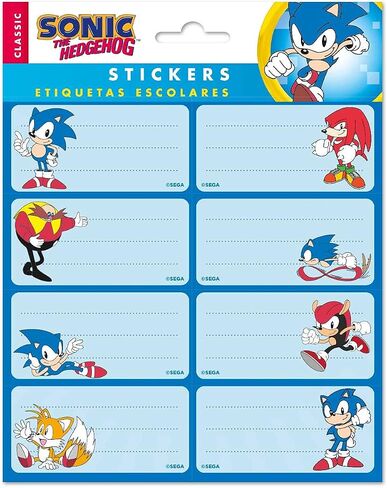 Erik Pack of 16 Self-Adhesive Labels - 8 x 4 cm, Sonic The Hedgehog, School & Christmas Labels, Notebook & Pocket in Saudi Arabia