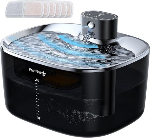 Cordless Cat Water Fountain for Drinking - 4L No Pump Easy to Clean, 4000mAh Battery Operated Pet Water Fountain for Cats Indoor with 6 Pack Filter, Stainless Steel Tray & Low Water/Power Remind in Saudi Arabia