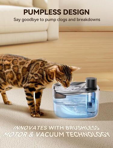 Cordless Cat Water Fountain for Drinking - 4L No Pump Easy to Clean, 4000mAh Battery Operated Pet Water Fountain for Cats Indoor with 6 Pack Filter, Stainless Steel Tray & Low Water/Power Remind in Saudi Arabia