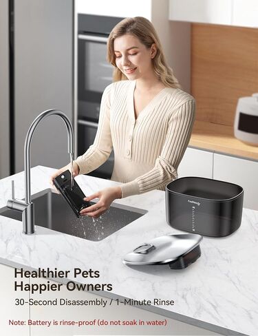 Cordless Cat Water Fountain for Drinking - 4L No Pump Easy to Clean, 4000mAh Battery Operated Pet Water Fountain for Cats Indoor with 6 Pack Filter, Stainless Steel Tray & Low Water/Power Remind in Saudi Arabia