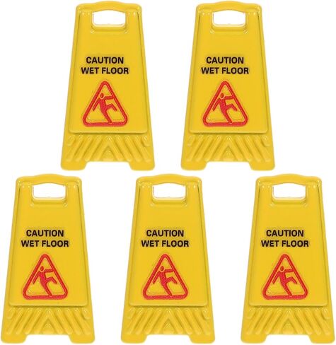 POPETPOP Caution Wet Floor Sign: 5pcs Mini Traffic Signs Set - Yellow Warning Sign for Kids Safety Education Toy Dollhouse Model House, 1.02x0.55x0.35inches in Saudi Arabia