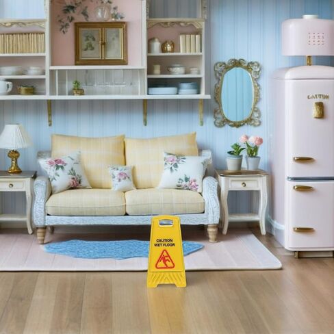 POPETPOP Caution Wet Floor Sign: 5pcs Mini Traffic Signs Set - Yellow Warning Sign for Kids Safety Education Toy Dollhouse Model House, 1.02x0.55x0.35inches in Saudi Arabia