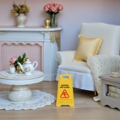 POPETPOP Caution Wet Floor Sign: 5pcs Mini Traffic Signs Set - Yellow Warning Sign for Kids Safety Education Toy Dollhouse Model House, 1.02x0.55x0.35inches in Saudi Arabia