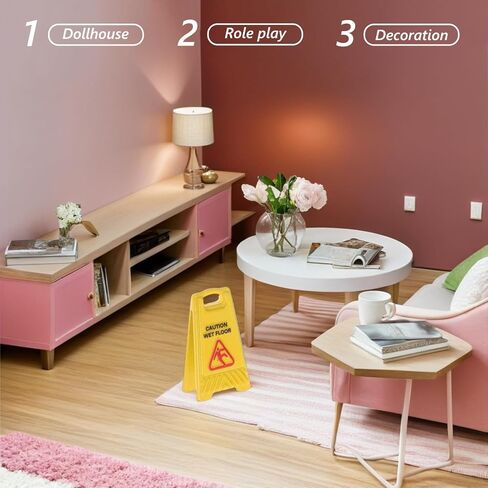 POPETPOP Caution Wet Floor Sign: 5pcs Mini Traffic Signs Set - Yellow Warning Sign for Kids Safety Education Toy Dollhouse Model House, 1.02x0.55x0.35inches in Saudi Arabia