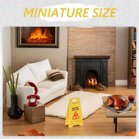 POPETPOP Caution Wet Floor Sign: 5pcs Mini Traffic Signs Set - Yellow Warning Sign for Kids Safety Education Toy Dollhouse Model House, 1.02x0.55x0.35inches in Saudi Arabia