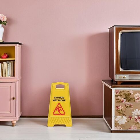 POPETPOP Caution Wet Floor Sign: 5pcs Mini Traffic Signs Set - Yellow Warning Sign for Kids Safety Education Toy Dollhouse Model House, 1.02x0.55x0.35inches in Saudi Arabia