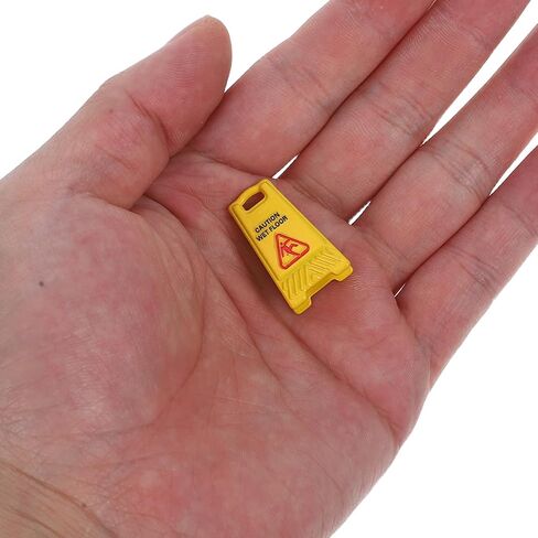 POPETPOP Caution Wet Floor Sign: 5pcs Mini Traffic Signs Set - Yellow Warning Sign for Kids Safety Education Toy Dollhouse Model House, 1.02x0.55x0.35inches in Saudi Arabia