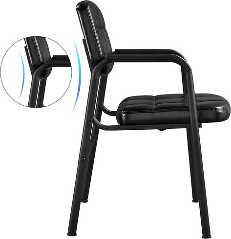 Yaheetech 2pcs مكتب الضيوف كراسي غرفة انتظار الجلود كرسي المكتب التنفيذي كرسي منجد منجد مع إطار معدني ، مقعد جلدي ، بني in Saudi Arabia