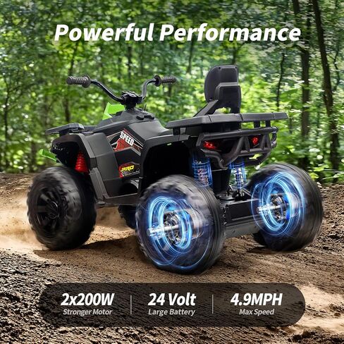Kids ATV 4 Wheeler ، 24 فولت ركوب سيارة ألعاب للأطفال الكبار مع 400W محرك ، ومقع - أخضر in Kuwait