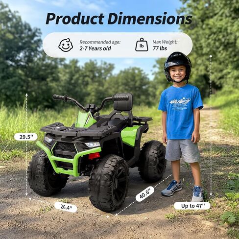 Kids ATV 4 Wheeler ، 24 فولت ركوب سيارة ألعاب للأطفال الكبار مع 400W محرك ، ومقع - أخضر in Kuwait