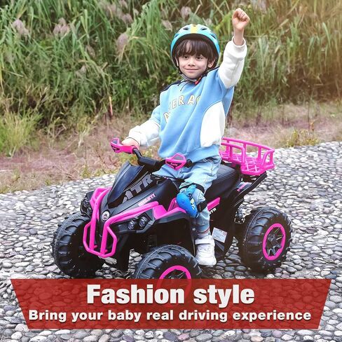 Soar Four Wheeler for - Electirc Toddler 4 Wheeler for 3-6, Ride on ATV 12v Battery Powered, Quad with LED Lights, Music, High Low Speed, USB/TF, Treaded Tires, Pink in Saudi Arabia