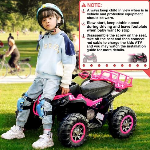 Soar Four Wheeler for - Electirc Toddler 4 Wheeler for 3-6, Ride on ATV 12v Battery Powered, Quad with LED Lights, Music, High Low Speed, USB/TF, Treaded Tires, Pink in Saudi Arabia