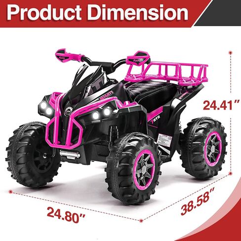 Soar Four Wheeler for - Electirc Toddler 4 Wheeler for 3-6, Ride on ATV 12v Battery Powered, Quad with LED Lights, Music, High Low Speed, USB/TF, Treaded Tires, Pink in Saudi Arabia