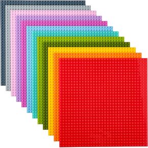 Strictly Briks 12 Pack Stackable Baseplates 10x10 - Building Brick Base Plates with 32 x 32 Studs, Mats, Bases, Boards, Sheets - Compatible with All Major Brands - Rainbow Colors