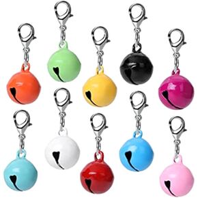 Mikikit 10pcs Wear Resistant Pet Collar Bells Bright Color Cat and Dog Accessories for DIY Projects Crisp Sound for Tracking Pets for Holiday Cheer