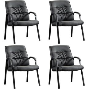 Big&Wide Office Guest Reception Chair Set of 2, Conference Room Chairs Waiting Room Chairs 2 Pack, Modern Leather Office Desk Chair No Wheels(Navy Blue)