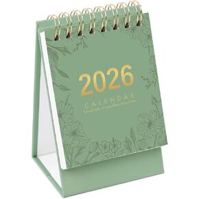 Mini Desk Calendar, 2025-2026 Small Desk Calendar, June 2025 to December 2026, 19 Monthly, Mini Standing Flip Calendar, Thick Paper Twin-Wire Binding, Desktop Calendar for Office or Home (Pink)