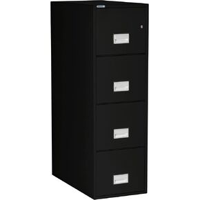 Fireproof File Cabinet – 4-Drawer Vertical, 31" – Letter Size – Locking Cabinet with Key Lock – Hanging Folder Ready – Water Seal – 350 Fire Rated – Black Color – LTR4W31B
