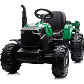 24V 9Ah Ride-On Tractor for Big Kids, 400W Electric Vehicle with Remote Control - Green