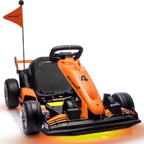 Licensed McLaren Electric Go Kart for Kids, 24V 7AH Electric Drift Kart Car with Adjustable Seat, 7.5 MPH Battery Powered Crazy Cart for Kids, Racing Toy with Fast Two 200W Motors