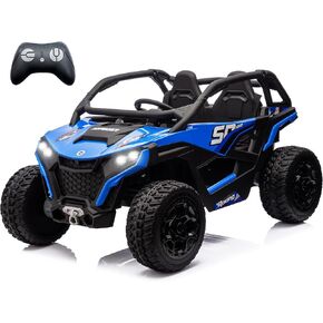 sopbost XL 24V 10Ah Real 2-Seater Kids UTV 5MPH Ride On Car with 4x75W Motors for Kids 3-8 w/Remote Control, Bluetooth Music, Ignition Start & 4 Spring Suspension, 21.85" Spacious Seat - Red