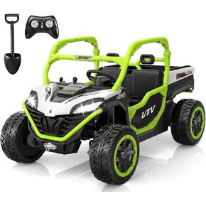 anpabo 24v 2 ate reck on truck ump ، 4x75w ، max 5 mph ، eva tyre ، kids electric car مع سرير تفريغ كهربائي ، مجرفة ، موسيقى ، ركوب 24 فولت على لعبة UTV w/parent عن بعد الأعمار 3-8 ، الأزرق