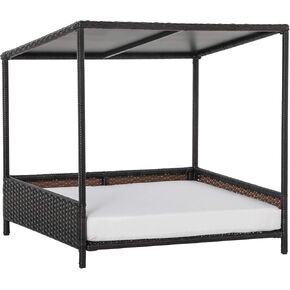 PawHut Wicker Dog House Raised Rattan Puppy Bed Cat Shelter for Indoor Outdoor Garden Patio Pet Sofa with Removable Cushion for Medium Sized Pet Brown
