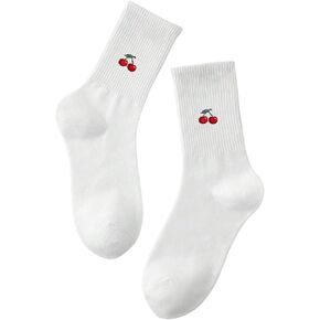 SHENHE Women's Embroidered Patterned Cute Crew Socks Breathable Soft Above Ankle Socks