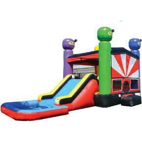 JumpOrange Ninja Warrior Commercial Grade Bounce House Water Slide Combo with Splash Pool for Kids and Adults (with Blower), Wet Dry Use, Basketball Hoop, Outdoor Indoor, Birthday Party Rental