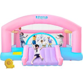 Large Bounce House for Big Kids, 14.8 x 14.5 FT Inflatable Bouncer Jumper Slide with 650W Blower, Basketball Hoop, Throw Ball Game, Ball Pits (Pink, 177" L x 174" W x 94" H)