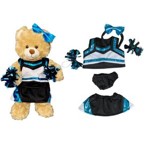 Metallic Teal & Black Cheerleader Uniform for Stuffed Animals – Shiny Cheer Outfit with Skirt & Top – Fits Most 6"-10" Plush Toys, Teddy Bears & Dolls – Cute Plush Doll Clothing