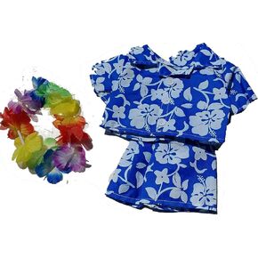 Hawaiian Boy Outfit with Flower Lei – Teddy Bear Clothes for 14-18 Inch Stuffed Animals – Tropical Beach Costume for Summer, Dress-Up Accessory for Boys, Girls & Collectors