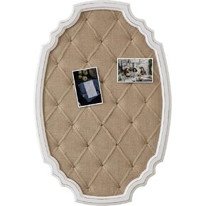 SOFE Large Fabric Bulletin Board with Ribbon, 35 × 24 Inches Pinboards for Wall, Wood Framed Photo Display Board, Farmhouse Memo Board, Unique Decorative Hanging Memo Board