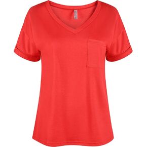 مجموعة تي شيرتات نسائية كاجوال برقبة على شكل حرف V، قمصان نسائية بأكمام قصيرة، حزمة قيمة مقاسات كبيرة ومقاسات كبيرة in Kuwait