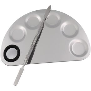 HOMSFOU Semicircle Stainless Steel Art Mixing Palette Durable Painting Tray for Watercolor Gouache Easy to Clean Color Mixer for Artists and Hobbyists